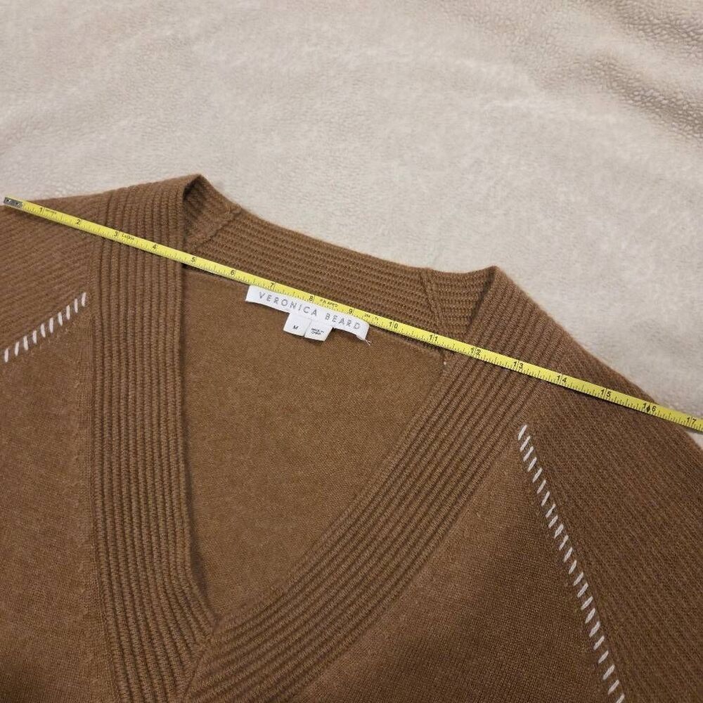 Veronica Beard Preta V-Neck Cashmere Sweater, camel size M - Picture 9 of 13